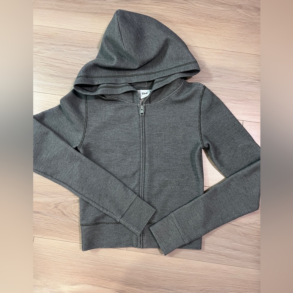 Aritzia TNA waffle knit zip up hoodie